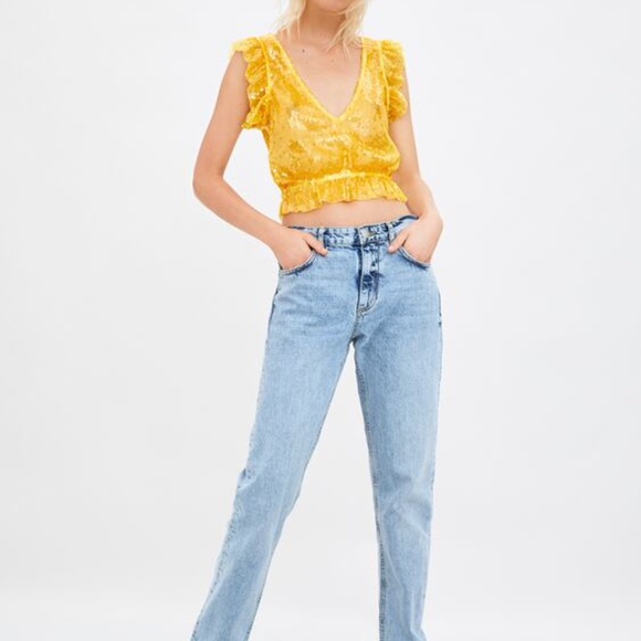 ZARA Yellow Sequin Top - Picture 2 of 9
